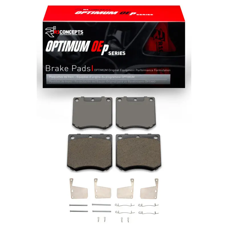 R1 Optimum Oe Replacement Brake Pad & Hardware Kit For 1970–1977 Mercury Capri Front Axle 1